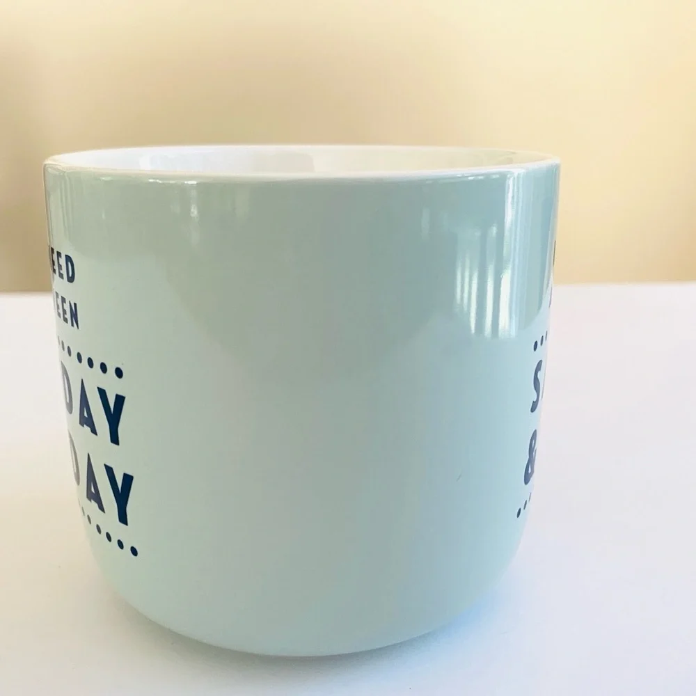 Threshold Stoneware Coffee Mug Need A Day Between Saturday And Sunday Blue Aqua